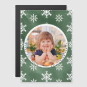 冬の雪片フォトファミリー名クリスマスカード (正面/裏面)