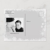 冬の雪片フォトボーイ赤ちゃんシャワー インビテーションポストカード (裏面)