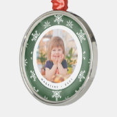 冬の雪片フレーム写真クリスマスオーナメント メタルオーナメント (左)