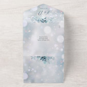 冬の雪片フローラQRコード結婚の写真 オールインワン招待状 (外側)