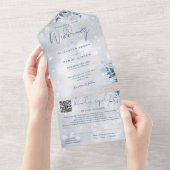 冬の雪片フローラQRコード結婚ズ オールインワン招待状 (貼ってはがせる)