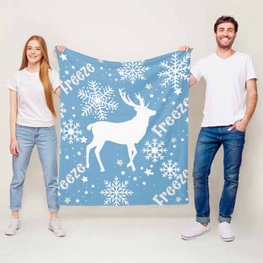 冬の雪片ブルー フリースブランケット (インサイチュ)