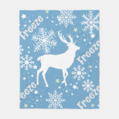 冬の雪片ブルー フリースブランケット (正面)