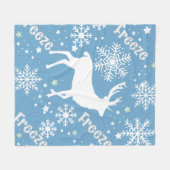 冬の雪片ブルー フリースブランケット (正面(横))