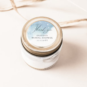 冬の雪片ブルー ラウンドシール