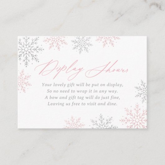 冬の雪片ベビシャワーディスプレイシャワー エンクロージャーカード (正面)