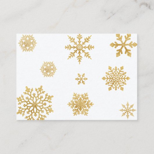 冬の雪片ベビシャワーブックベビー エンクロージャーカード (裏面)