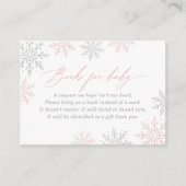 冬の雪片ベビシャワーブックベビー エンクロージャーカード (正面)