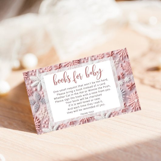 冬の雪片ベビシャワーブックベビー エンクロージャーカード