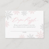 冬の雪片ベビーシャワーおむつラッフルチケット エンクロージャーカード (正面)