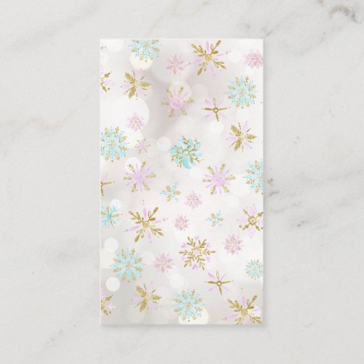 冬の雪片ベビーシャワーおむつラッフルチケット エンクロージャーカード (裏面)