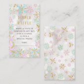 冬の雪片ベビーシャワーおむつラッフルチケット エンクロージャーカード (正面/裏面)