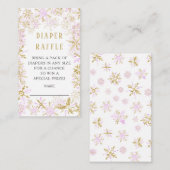 冬の雪片ベビーシャワーおむつラッフルチケット エンクロージャーカード (正面/裏面)