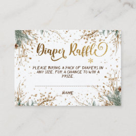冬の雪片ベビーシャワーおむつラッフル エンクロージャーカード