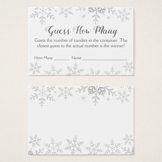 冬の雪片ベビースシャワーはどのぐらいのゲームを推測 (正面&裏面)