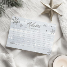 冬の雪片ボーイベビーシャワーアドバイスカード