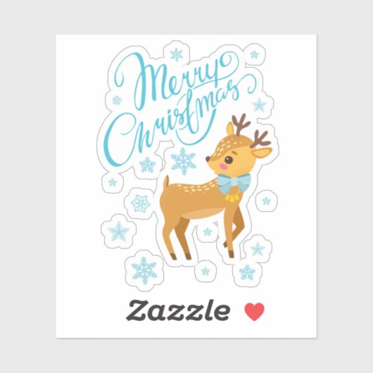 冬の雪片メリークリスマスディアー |休日 シール (シート)