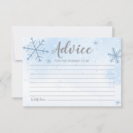 冬の雪片男の赤ちゃんシャワーアドバイスカード 招待状 (正面)