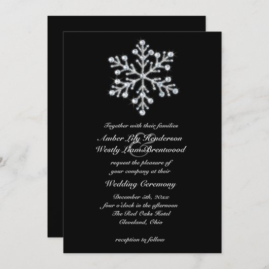 冬の雪片結婚式招待状2 招待状 (正面/裏面)
