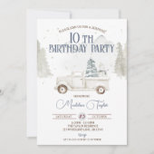 冬の雪片10誕生日 招待状 (正面)