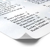 冬の雪片200名の結婚シーティングチャート ポスター (角)