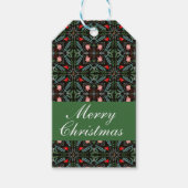 冬の雪片,ポインセチア,深紅色 ギフトタグ (正面)