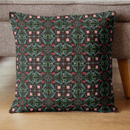 冬の雪片，ポインセチア，深紅色 クッション