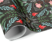 冬の雪片，ポインセチア，深紅色 ラッピングペーパー (ロールコーナー)