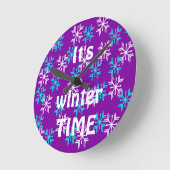 冬の雪片 ラウンド壁時計 (傾斜)
