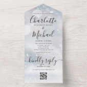 冬の雪片QRコード結婚ズ オールインワン招待状 (内側)