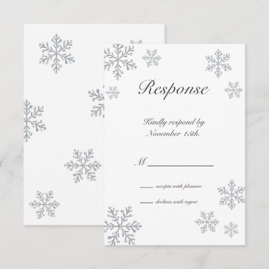 冬の雪片RSVP 出欠カード (正面/裏面)