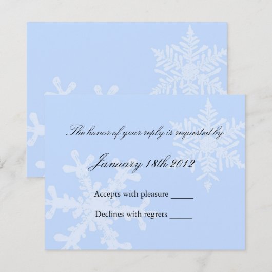 冬の雪片RSVP 出欠カード (正面/裏面)