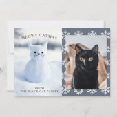 冬の雪猫クリスマスペット写真ホリデーカード シーズンカード (正面)