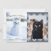 冬の雪猫クリスマスペット写真ホリデーカード シーズンカード (正面)
