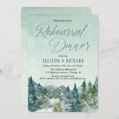 冬の雪秋山素朴なリハーサルディナー 招待状 (正面/裏面)