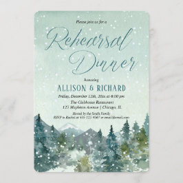 冬の雪秋山素朴なリハーサルディナー 招待状