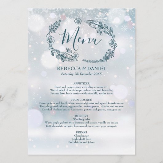冬の雪素朴片の結婚フローラ メニュー (正面)