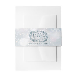 冬の雪素朴片の結婚フローラ 招待状ベリーバンド