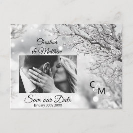 冬の雪結婚の救日 |写真 案内ポストカード