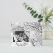 冬の雪結婚の救日 |写真 案内ポストカード (スタンド正面)