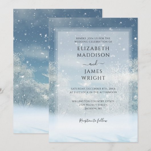 冬の雪結婚林 招待状 (正面/裏面)