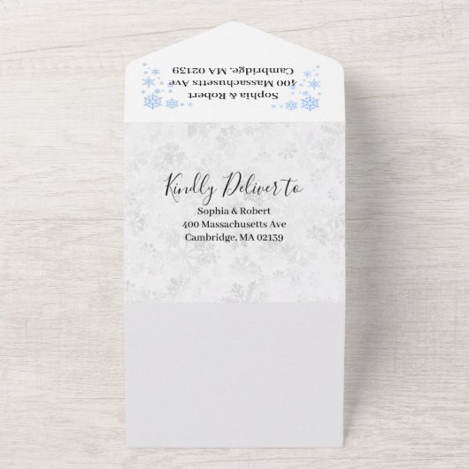 冬の雪結婚片 オールインワン招待状 (外側)