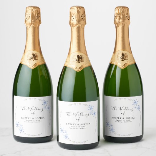 冬の雪結婚片 スパークリングワインラベル (ボトル)