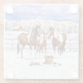 冬の雪絵を描の中に馬を入れる ガラスコースター (裏面)