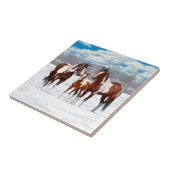 冬の雪絵を描の中に馬を入れる タイル (側面)