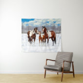 冬の雪絵を描の中に馬を入れる タペストリー (インサイチュ(横))