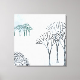 冬の雪絵画景 キャンバスプリント