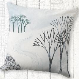 冬の雪絵画景 クッション