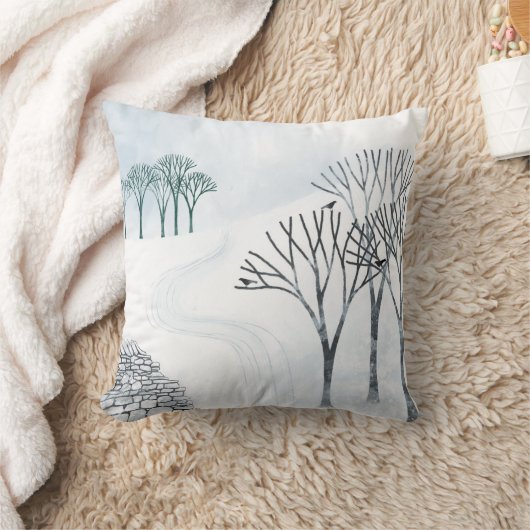 冬の雪絵画景 クッション (ブランケット)