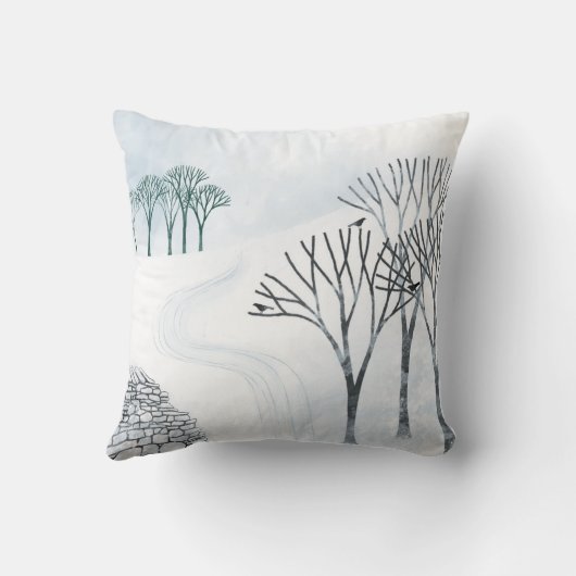冬の雪絵画景 クッション (裏面)